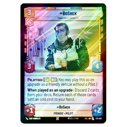 BoShek Charismatic Smuggler Uncommon card from the Star Wars Unlimited set Jump to Lightspeed