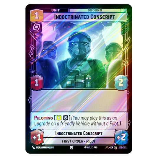 Indoctrinated Conscript Common card from the Star Wars Unlimited set Jump to Lightspeed