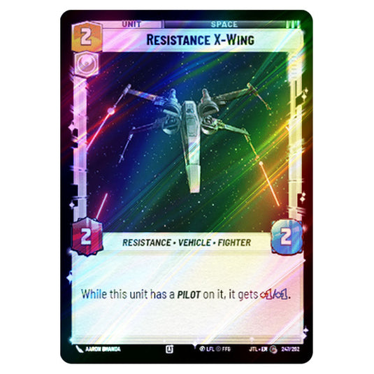Resistance X-Wing Common card from the Star Wars Unlimited set Jump to Lightspeed