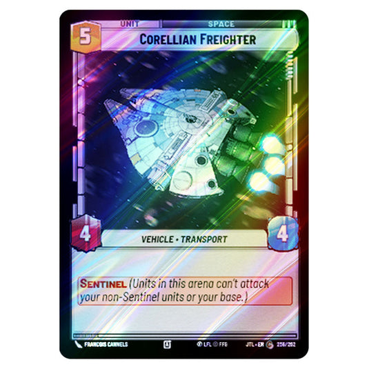 Corellian Freighter Common card from the Star Wars Unlimited set Jump to Lightspeed