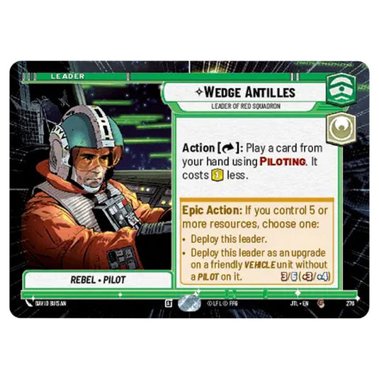 Wedge Antilles Leader of Red Squadron Common card from the Star Wars Unlimited set Jump to Lightspeed