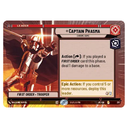Captain Phasma Chrome Dome Rare card from the Star Wars Unlimited set Jump to Lightspeed