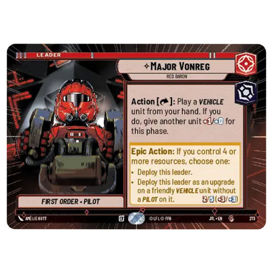 Major Vonreg Red Baron Common card from the Star Wars Unlimited set Jump to Lightspeed