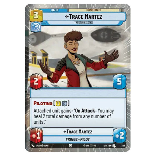 Trace Martez Trusting Sister Uncommon card from the Star Wars Unlimited set Jump to Lightspeed