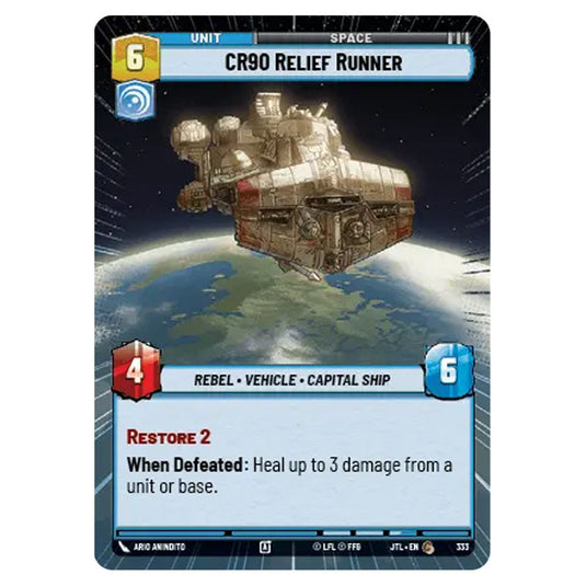 CR90 Relief Runner Common card from the Star Wars Unlimited set Jump to Lightspeed