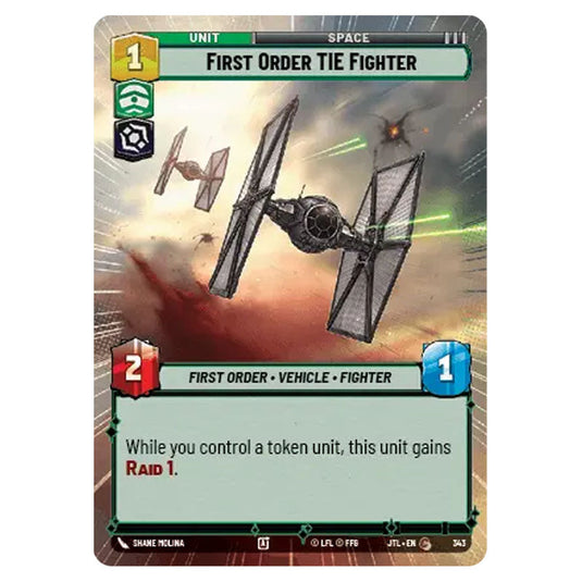 First Order TIE Fighter Common card from the Star Wars Unlimited set Jump to Lightspeed
