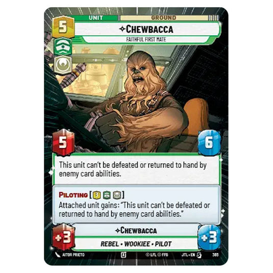 Chewbacca Faithful First Mate Special card from the Star Wars Unlimited set Jump to Lightspeed