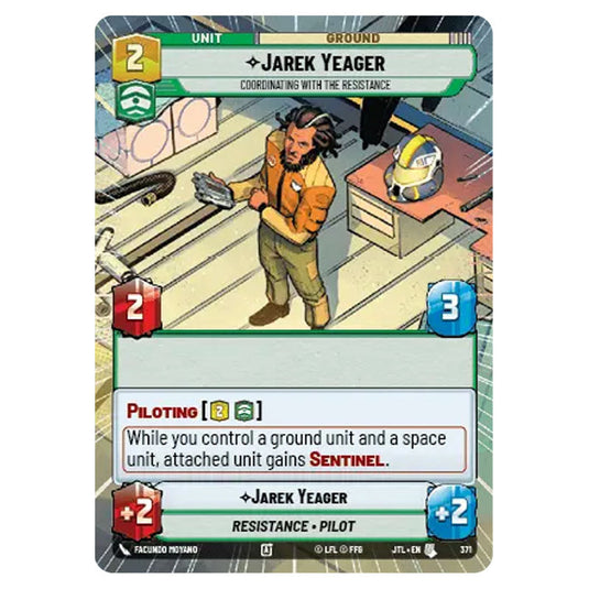 Jarek Yeager Coordinating With The Resistance Uncommon card from the Star Wars Unlimited set Jump to Lightspeed