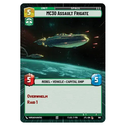 MC30 Assault Frigate Common card from the Star Wars Unlimited set Jump to Lightspeed