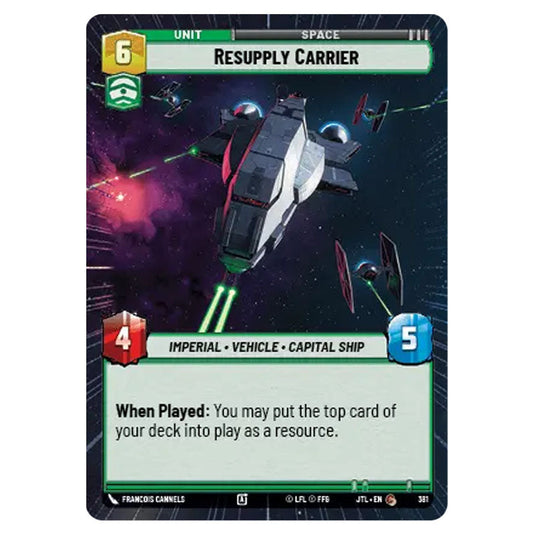 Resupply Carrier Common card from the Star Wars Unlimited set Jump to Lightspeed