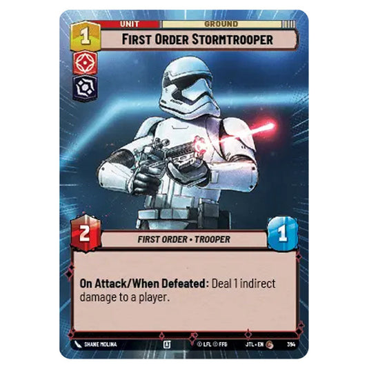 First Order Stormtrooper Common card from the Star Wars Unlimited set Jump to Lightspeed