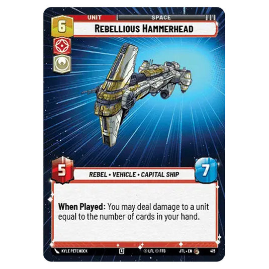 Rebellious Hammerhead Common card from the Star Wars Unlimited set Jump to Lightspeed