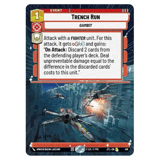 Trench Run Rare card from the Star Wars Unlimited set Jump to Lightspeed