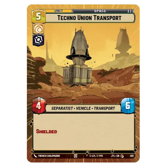 Techno Union Transport Common card from the Star Wars Unlimited set Jump to Lightspeed