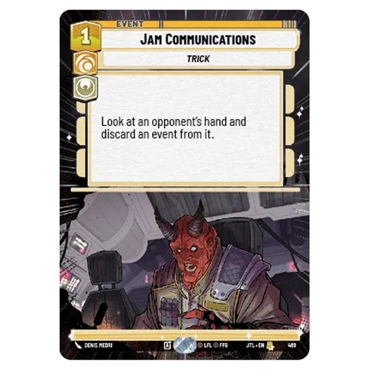 Jam Communications Rare card from the Star Wars Unlimited set Jump to Lightspeed