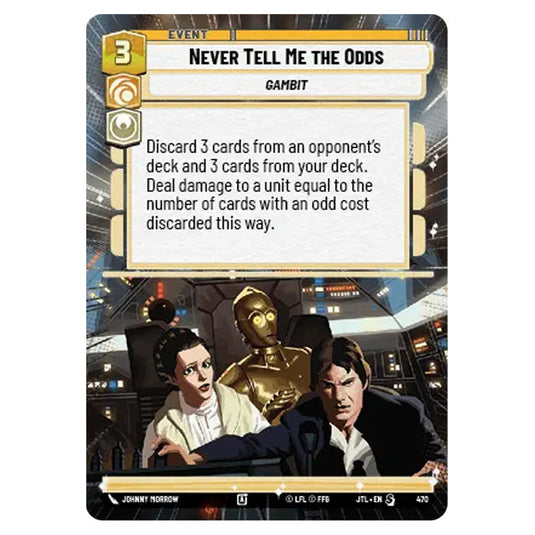 Never Tell Me the Odds Special card from the Star Wars Unlimited set Jump to Lightspeed
