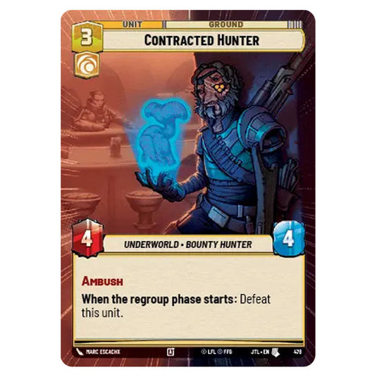 Contracted Hunter Uncommon card from the Star Wars Unlimited set Jump to Lightspeed