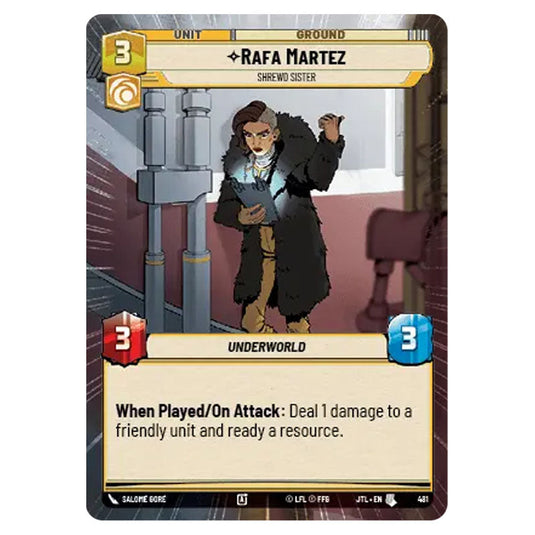 Rafa Martez Shrewd Sister Uncommon card from the Star Wars Unlimited set Jump to Lightspeed