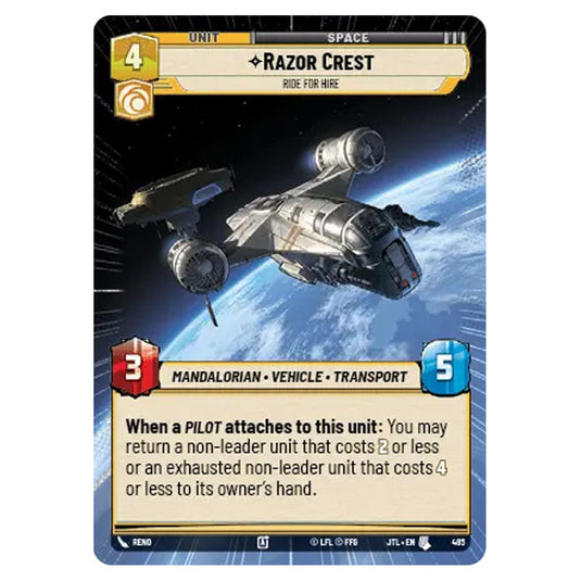Razor Crest Ride For Hire Uncommon card from the Star Wars Unlimited set Jump to Lightspeed