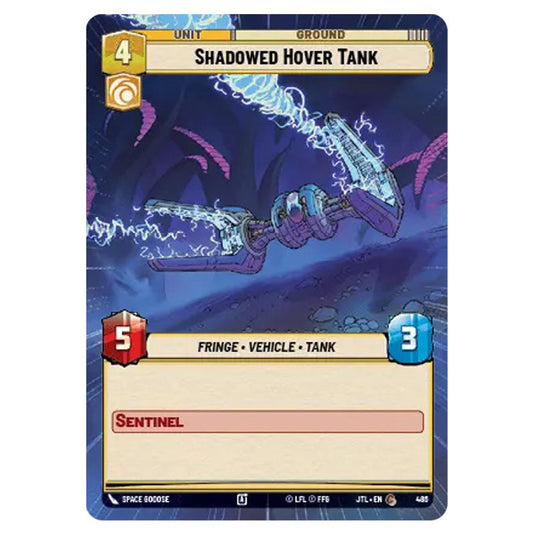 Shadowed Hover Tank Common card from the Star Wars Unlimited set Jump to Lightspeed