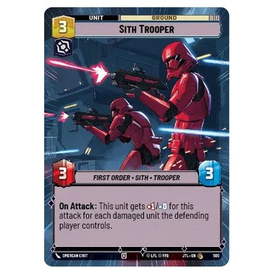 Sith Trooper Common card from the Star Wars Unlimited set Jump to Lightspeed