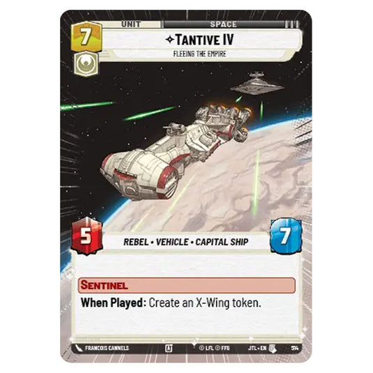 Tantive IV Fleeing the Empire Uncommon card from the Star Wars Unlimited set Jump to Lightspeed