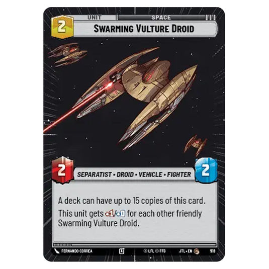 Swarming Vulture Droid Common card from the Star Wars Unlimited set Jump to Lightspeed
