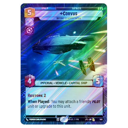 Corvus Inferno Squadron Raider Rare card from the Star Wars Unlimited set Jump to Lightspeed
