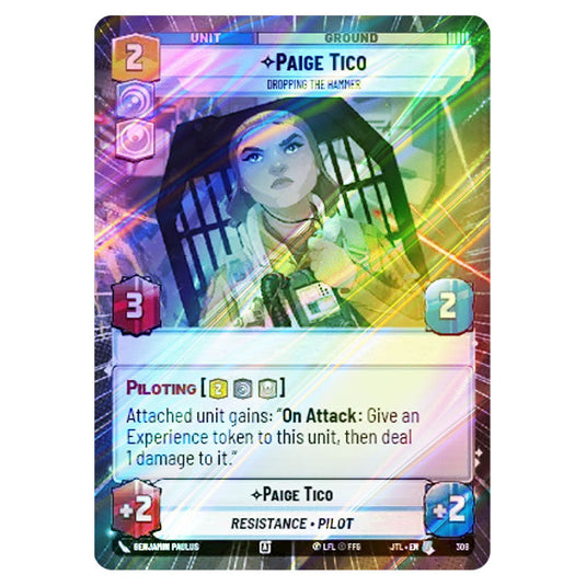 Paige Tico Dropping the Hammer Uncommon card from the Star Wars Unlimited set Jump to Lightspeed