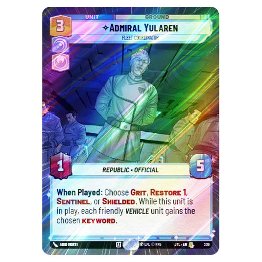 Admiral Yularen Fleet Coordinator Rare card from the Star Wars Unlimited set Jump to Lightspeed