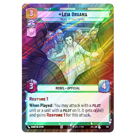 Leia Organa Pilots, To Your Stations Uncommon card from the Star Wars Unlimited set Jump to Lightspeed