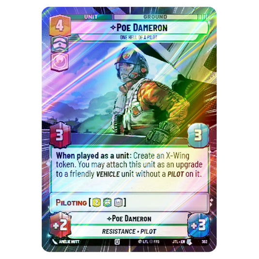 Poe Dameron One Hell of a Pilot Uncommon card from the Star Wars Unlimited set Jump to Lightspeed