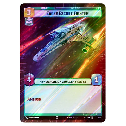 Eager Escort Fighter Common card from the Star Wars Unlimited set Jump to Lightspeed