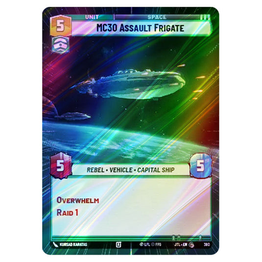 MC30 Assault Frigate Common card from the Star Wars Unlimited set Jump to Lightspeed