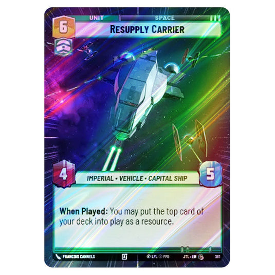 Resupply Carrier Common card from the Star Wars Unlimited set Jump to Lightspeed