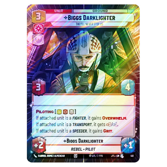 Biggs Darklighter They'll Never Stop Us Uncommon card from the Star Wars Unlimited set Jump to Lightspeed