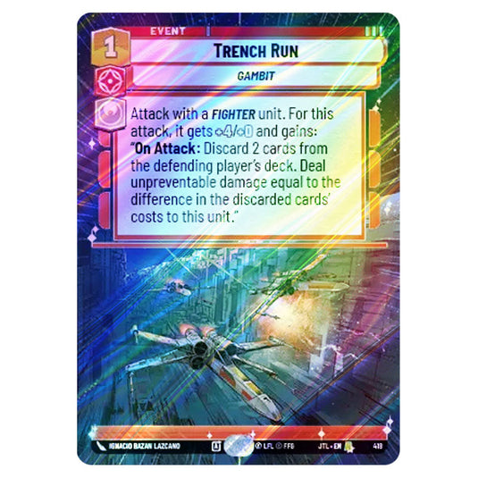 Trench Run Rare card from the Star Wars Unlimited set Jump to Lightspeed