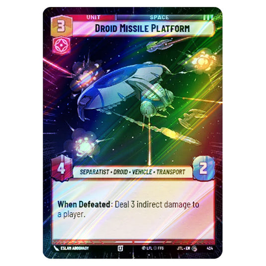 Droid Missile Platform Common card from the Star Wars Unlimited set Jump to Lightspeed