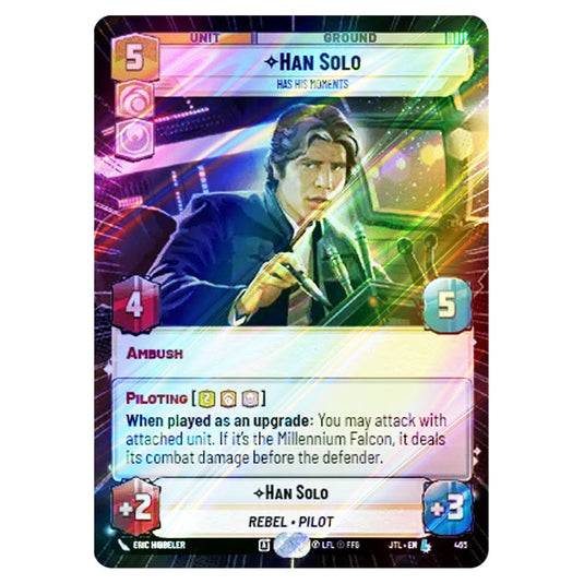 Han Solo Has His Moments Legendary card from the Star Wars Unlimited set Jump to Lightspeed