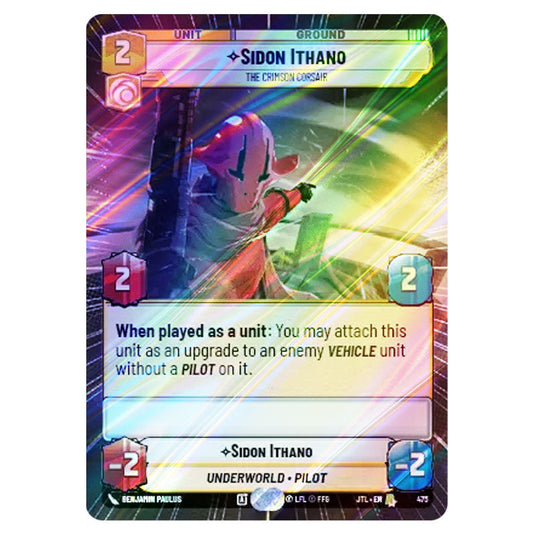 Sidon Ithano The Crimson Corsair Rare card from the Star Wars Unlimited set Jump to Lightspeed