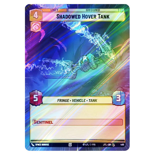 Shadowed Hover Tank Common card from the Star Wars Unlimited set Jump to Lightspeed