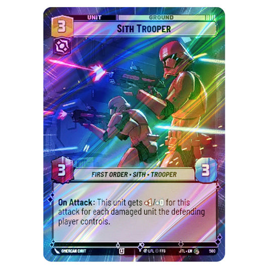 Sith Trooper Common card from the Star Wars Unlimited set Jump to Lightspeed