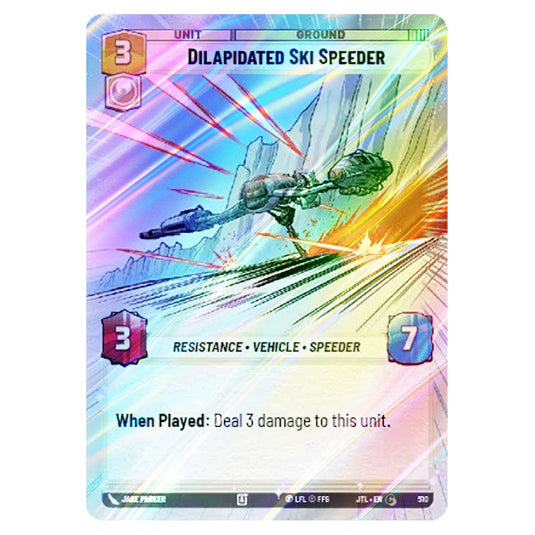 Dilapidated Ski Speeder Common card from the Star Wars Unlimited set Jump to Lightspeed
