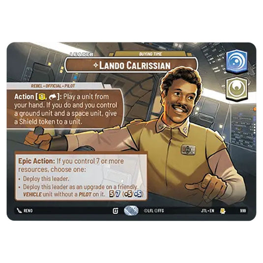 Lando Calrissian Buying Time Rare card from the Star Wars Unlimited set Jump to Lightspeed