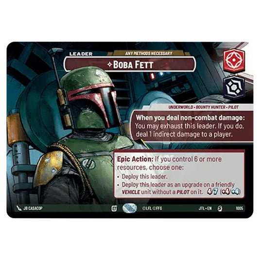 Boba Fett Any Methods Necessary Special card from the Star Wars Unlimited set Jump to Lightspeed