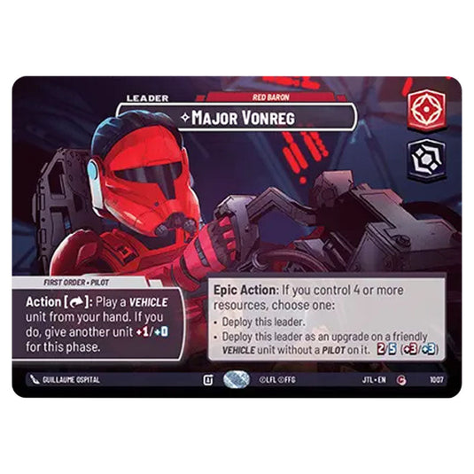 Major Vonreg Red Baron Common card from the Star Wars Unlimited set Jump to Lightspeed