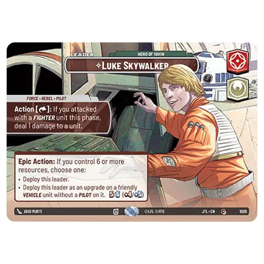 Luke Skywalker Hero of Yavin Common card from the Star Wars Unlimited set Jump to Lightspeed