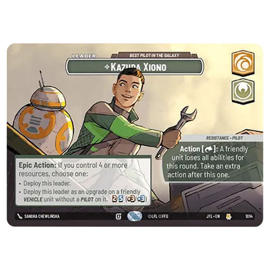 Kazuda Xiono Best Pilot in the Galaxy Rare card from the Star Wars Unlimited set Jump to Lightspeed