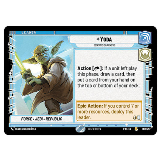 Star Wars Unlimited - Twilight of the Republic - Yoda Sensing Darkness (Rare) - 004/257