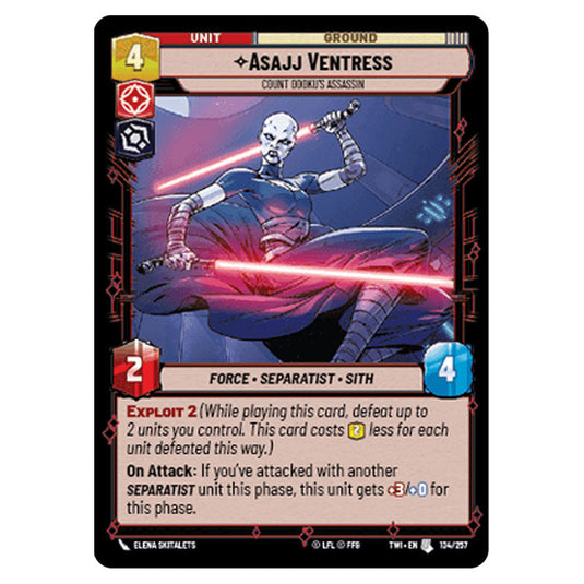 Star Wars Unlimited - Twilight of the Republic - Asajj Ventress Count Dooku's Assassin (Uncommon) - 134/257